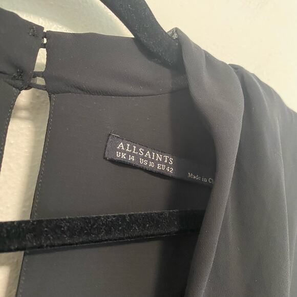 Allsaints Women's Romper Amis Playsuit Black V neck Shorts Dressy Size 10 - Picture 2 of 7